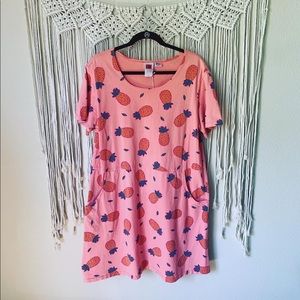 Vintage - Pink Pineapple Printed Mini Dress
